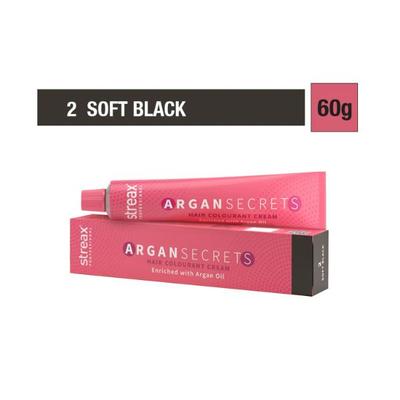 Streax Professional Argan Secret Hair Colourant Cream - Soft Black 2 60 gm - Crème