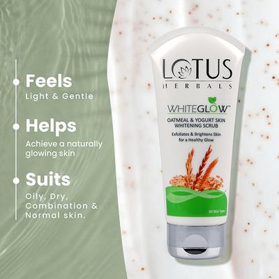 Lotus Herbals WhiteGlow Oatmeal & Yogurt Skin Whitening Scrub - 100 gm - Scrubs & Exfoliants