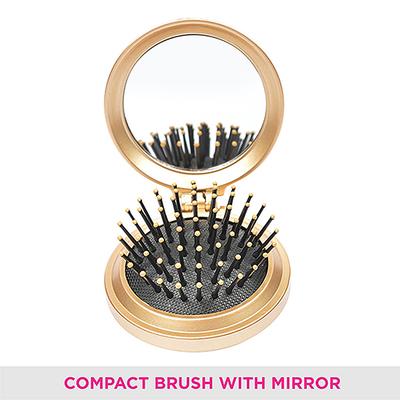 Vega Compact Folding Hair Brush For Women, Mini Travel Pocket Tool For Wet & Dry Use, (R2-Fm) - Hair Brushes