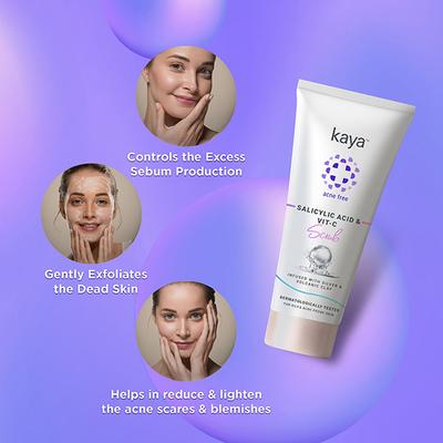 Kaya Salicylic Acid Vit. C Scrub, For Exfoliation, For Oil & Acne Prone Skin 75 ml - Scrubs & Exfoliants