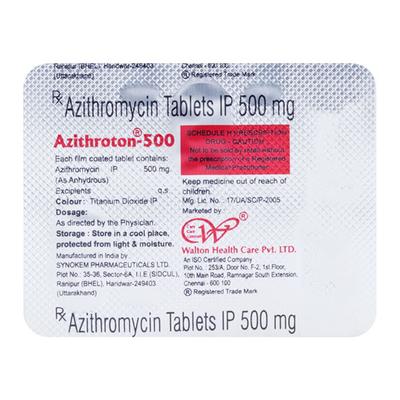 AZITHROTON 500 Tablet 3's - Bacterial Infections-Cep