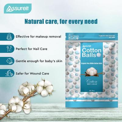 Assureit Organic Pure White Cotton Balls 100's - Cotton Balls