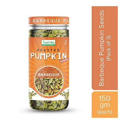 The Food Folks Roasted Pumpkin Seeds - Barbeque (Pack of 3 x 150 gm) - Nutritional Bars