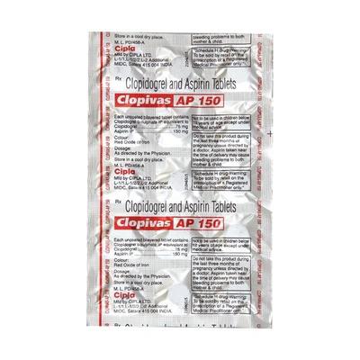Clopivas AP 150mg Tablet 15'S - Blood Clot-Ant