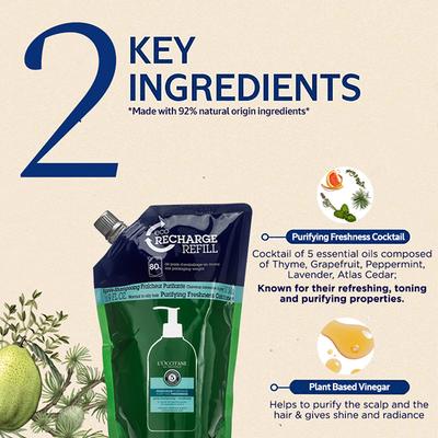 L'Occitane En Provence Purifying Freshness Shampooing Conditioner Eco Reacharge Refill 500ml - Conditioners