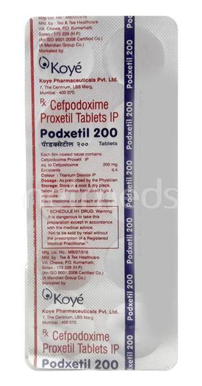 Podxetil 200mg Tablet 10'S - Bacterial Infections-Cep