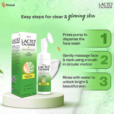 Lacto Calamine Neem Aloe Turmeric Foaming Face Wash, Reduces Pimples, Purifies Skin 150 ml - Face Wash & Cleansers