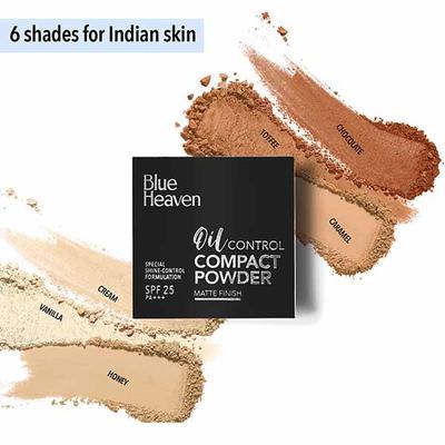 Blue Heaven Oil Control Compact Powder, Matte Finish SPF 25 PA+++ Special Shine -Control formulation Honey Medium 301 8gm - Compact Powder