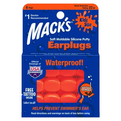 Mack's Waterproof Silicone Earplugs - Kids Size 6's - Baby Safety