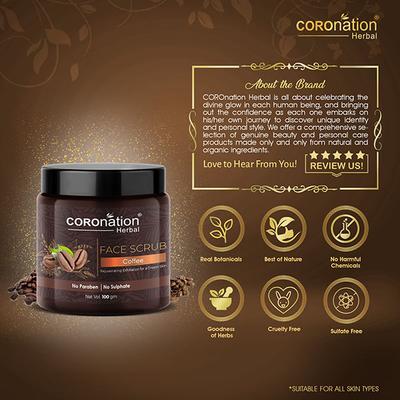 COROnation Herbal Coffee Face Scrub 100 gm - Scrubs & Exfoliants