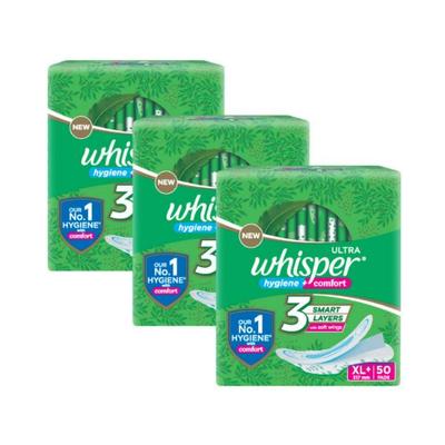 Whisper Combo of Ultra Clean XL+ for Women Sanitary Pad 150's - Sanitary Napkins