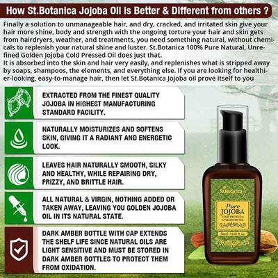 St.Botanica Pure Jojoba Cold pressed & Unrefined Oil 50 ml - Essential Oils