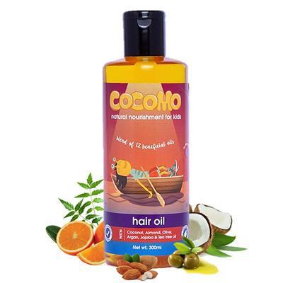 Cocomo Natural 12 in 1 Hair Oil For Kids Coconut Argan Jojoba Neem Tea Tree and Other Natural Oils 300 ml - Creams, Lotions & Oils
