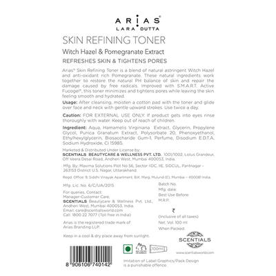 Arias By Lara Dutta Skin Refining Toner - Witch Hazel & Pomegranate Extract 100 ml - Toners