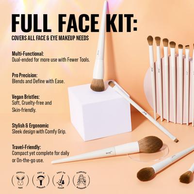 Jessup Beauty 14Pcs Light Gray Comprehensive Collection 1's - Face Brush