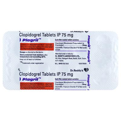 Plagril 75mg Tablet 10'S - Blood Clot-Ant