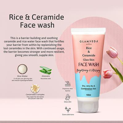 Glamveda Korean Glass Skin Rice & Ceramide 3 Step Daily Skincare Routine For Women3 Items 1's - Makeup Kits & Sets
