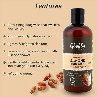 Globus Naturals Nourishing Almond Milk Body Wash 300 ml - Shower Gels & Body Wash