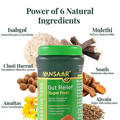 Vansaar 45+ Gut Relief (Sugar Free) Powder 200 g - Digestive Care