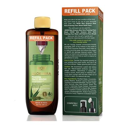 WOW Skin Science Aloe Vera Foaming Face Wash Refill Pack 200 ml - Face Washes