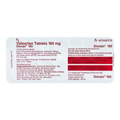 Diovan 160mg Tablet 14'S - Hypertension-Ang