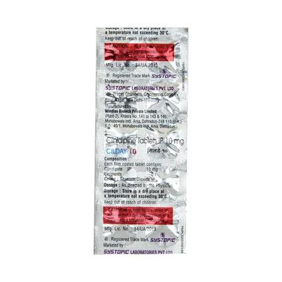 Cilday 10mg Tablet 10'S - Hypertension-Cal