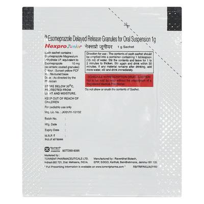 NEXPRO JUNIOR Sachet 1gm - Ulcer/Reflux/Flatulence-Aaa