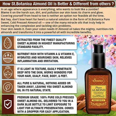 St.Botanica Pure Almond Coldpressed Oil & Unrefined Oil 50 ml - Lotions & Creams