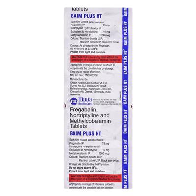 BAIM PLUS NT Tablet 10's - Neuropathic Pain-Dru