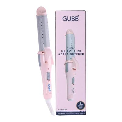 GUBB 2 In 1 Hair Curler & Straightener with Ceramic Coated Plates - (GB-007) Pink 1's - Multi-Stylers