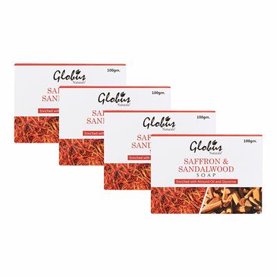 Globus Naturals Saffron & Sandalwood Soap (Pack Of 4) 400 gm - Soaps