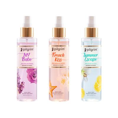 Pilgrim French Kiss, Ny Babe and Summer Escape Body Mist Spray Long Lasting Fragrance 3's - Body Mist/Spray
