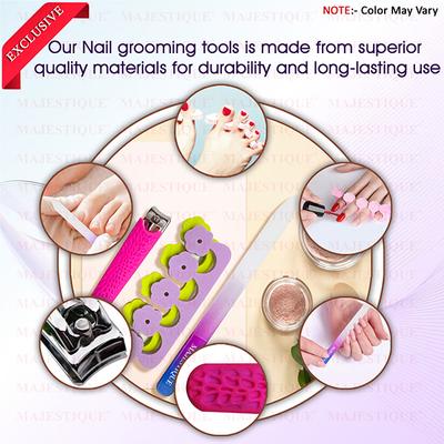 Majestique Multi Purpose Nail Kit with Glass Filer, Cutter and Toe Separator - Multicolor 1's - Cleansing Brushes