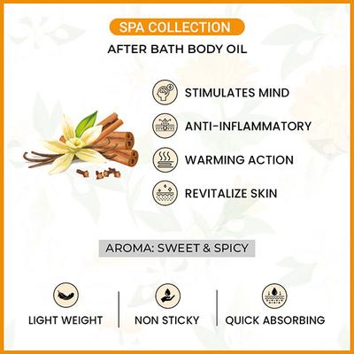 Keya Seth Aromatherapy Spicy Vanilla After Bath Body Oil Light, Non-Sticky and Quick Absorbing 200 ml - Massage Oils