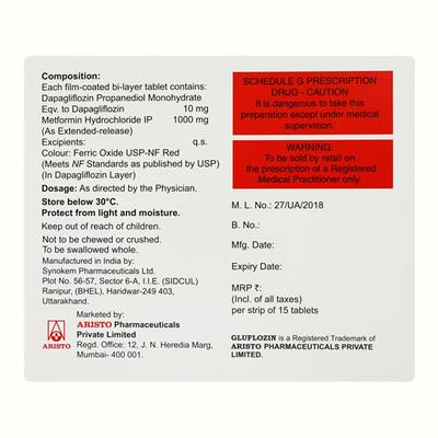 GLUFLOZIN MF FORTE Tablet 15's - Diabetes-Ant