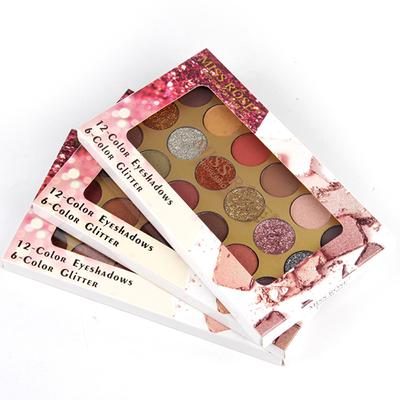 Miss Rose 12 Color Eyeshadow & 6 Color Glitter Palette 7001 - 82 M1 28 gm - Face Palettes