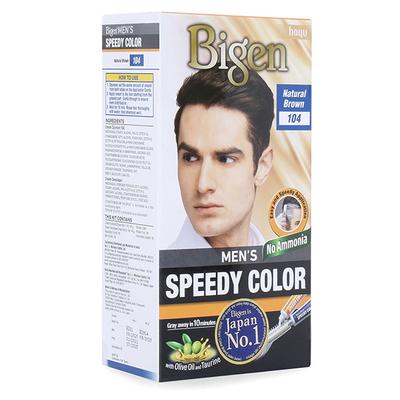 Bigen Men's Speedy Color No Ammonia - Natural Brown 104 80gm - Crème