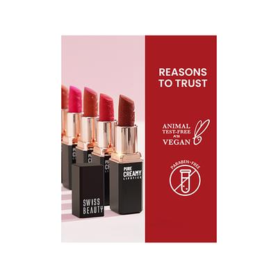 Swiss Beauty Pure Creamy Lipstick -Chilli Red 4 g - Lipsticks