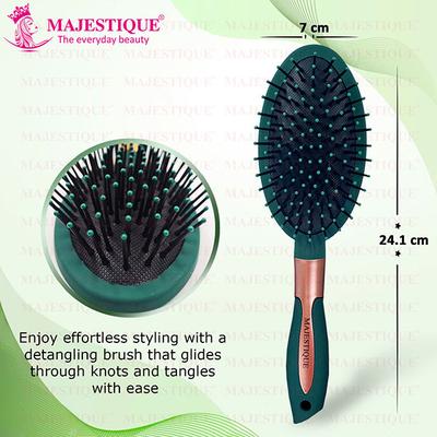 Majestique Oval Shape Detangling Brush for Curly Hair for Men, Women - Velvet Green 1's - Loofahs & Sponges