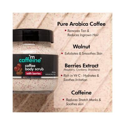 mCaffeine Coffee Body Scrub with Berries, Exfoliates & Removes & Dry Skin 200gm - Scrubs & Exfoliants