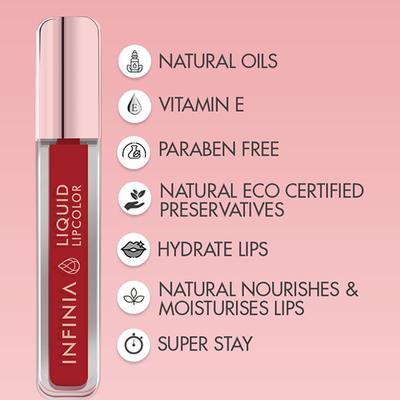 Infinia Liquid Lip Color Liquid Lipstick M 20 Long Lasting and Waterproof 5 ml - Liquid Lipsticks