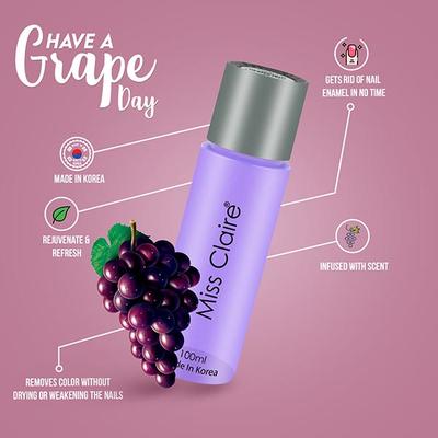 Miss Claire Nail Polish Remover - 02 Grape Fragrance 100 Ml - Nail Polish
