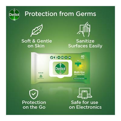 Dettol Multi-Use Skin & Surface Wipes - Original 40's - Facial Wipes & Tissues