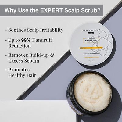Bare Anatomy Scalp Scrub Up To 99% Dandruff Reduction Gently Removes Product, Pollution & Oil Buildup 250gm - Hair Creams