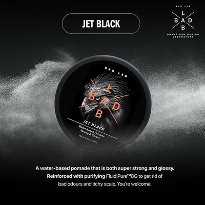 Bad Lab Jet Black Water-based Pomade, Strong & Glossy 40 gm - Pomades