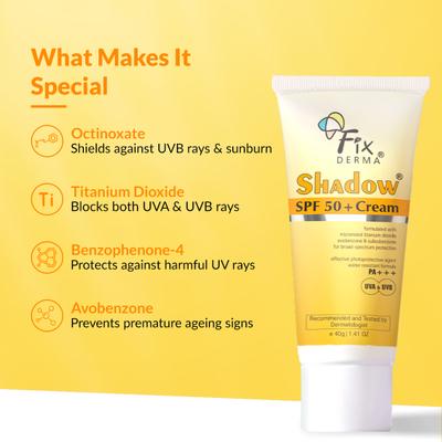Fixderma Shadow SPF 50+Cream 40gm - Face Sunscreen