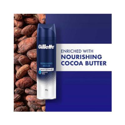 Gillette Shaving Gel Refreshing Breeze with Cocoa Butter, White 195 gm - Shaving Gels