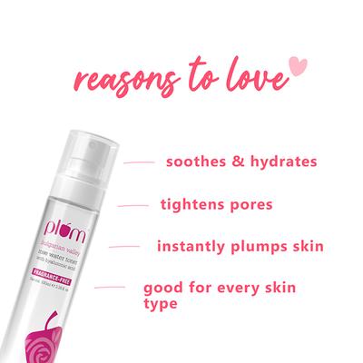 Plum Bulgarian Valley Rose Water Toner with Hyaluronic Acid Fragrance Free 100ml - Toners