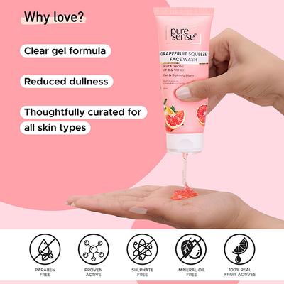 Pure Sense Grapefruit Squeeze Face Wash Reveals Radiant Glow For Men & Women - 100 ml - Face Wash & Cleansers