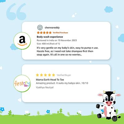 Mamaearth Milky Soft Head to Toe Wash with Oats, Milk, and Calendula for Babies 200 ml - Shower Gels & Body Wash